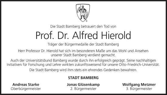 Anzeige von Alfred Hierold von MGO