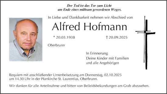 Anzeige von Alfred Hofmann von MGO