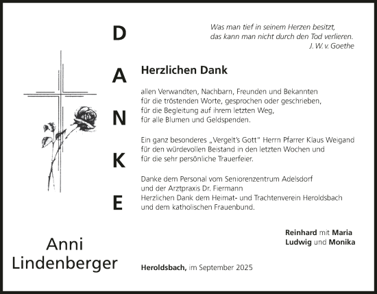 Anzeige von Anni Lindenberger von MGO