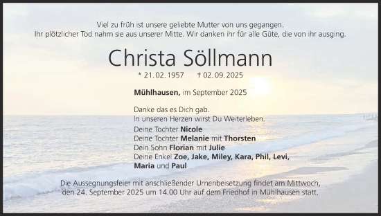Anzeige von Christa Söllmann von MGO Anzeige von Christa Söllmann von MGO