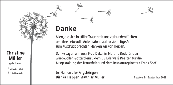 Anzeige von Christine Müller von MGO