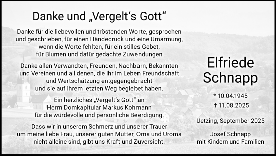 Anzeige von Elfriede Schnapp von MGO