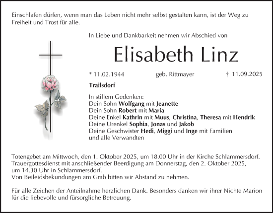 Anzeige von Elisabeth Linz von MGO