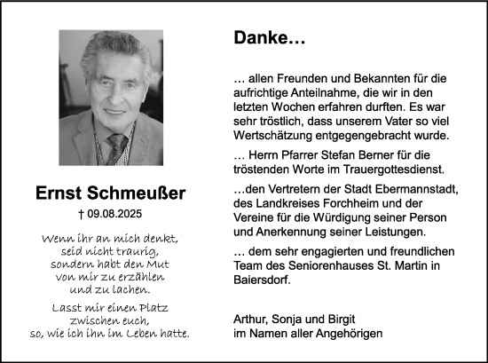 Anzeige von Ernst Schmeußer von MGO