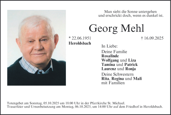 Anzeige von Georg Mehl von MGO
