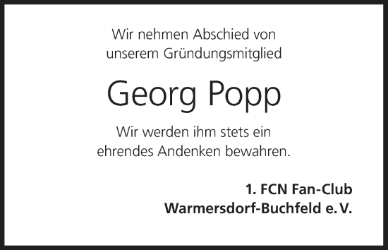Anzeige von Georg Popp von MGO Anzeige von Georg Popp von MGO