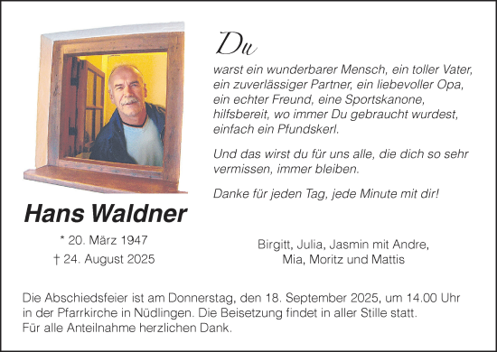 Anzeige von Hans Waldner von MGO
