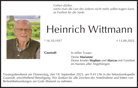 Anzeige von Heinrich Wittmann von MGO