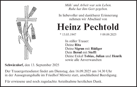 Anzeige von Heinz Pechtold von MGO
