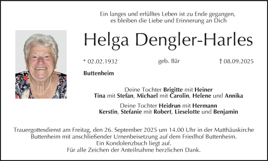 Anzeige von Helga Dengler-Harles von MGO