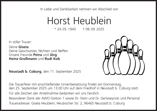 Anzeige von Horst Heublein von MGO