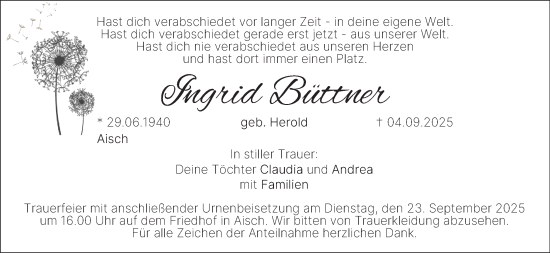 Anzeige von Ingrid Büttner von MGO Anzeige von Ingrid Büttner von MGO