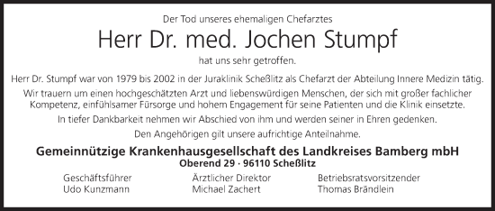 Anzeige von Jochen Stumpf von MGO
