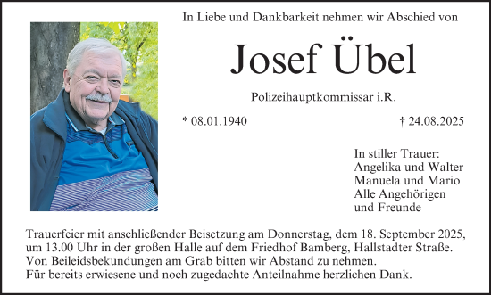 Anzeige von Josef Übel von MGO