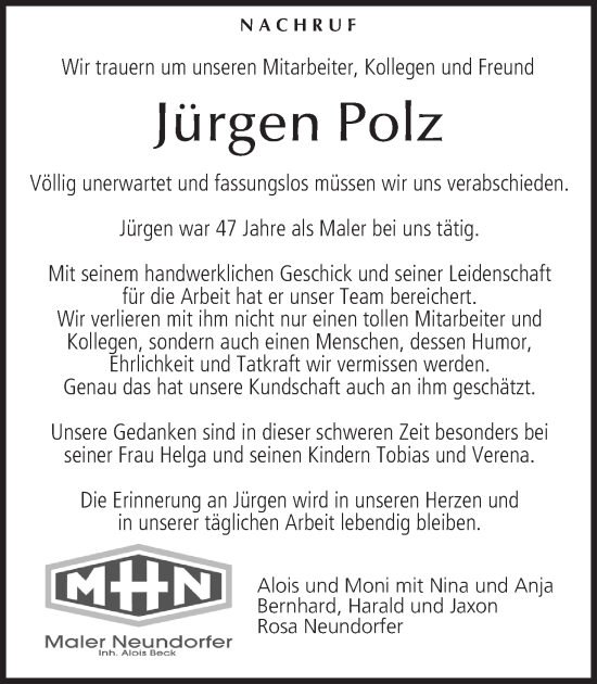 Anzeige von Jürgen Polz von MGO