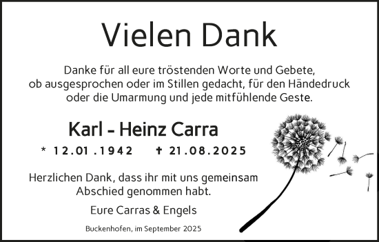 Anzeige von Karl-Heinz Carra von MGO