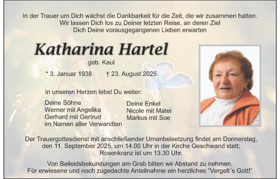 Anzeige von Katharina Hartel von MGO