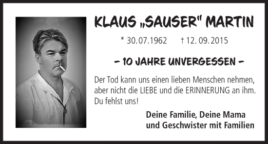 Anzeige von Klaus Martin von MGO
