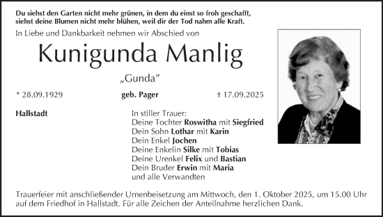 Anzeige von Kunigunda Manlig von MGO