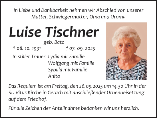 Anzeige von Luise Tischner von MGO