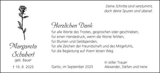 Anzeige von Margareta Schubert von MGO