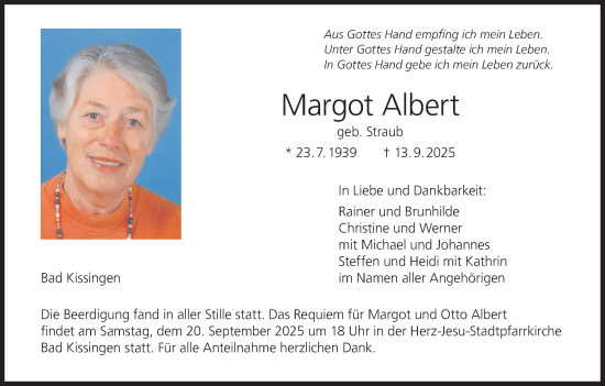 Anzeige von Margot Albert von MGO
