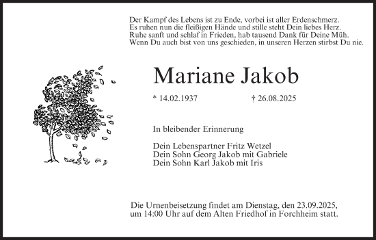 Anzeige von Mariane Jakob von MGO
