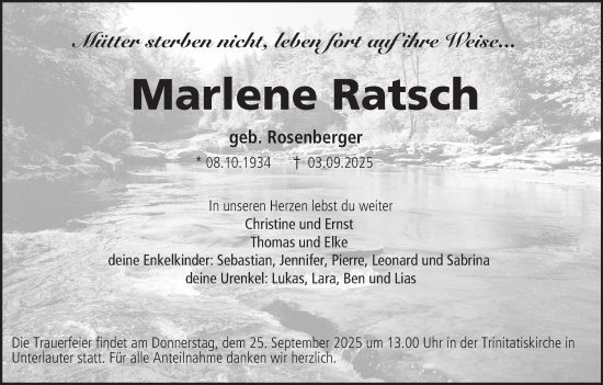 Anzeige von Marlene Ratsch von MGO