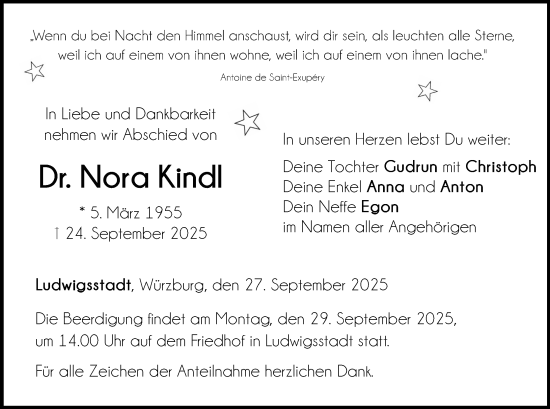 Anzeige von Nora Kindl von MGO Anzeige von Nora Kindl von MGO