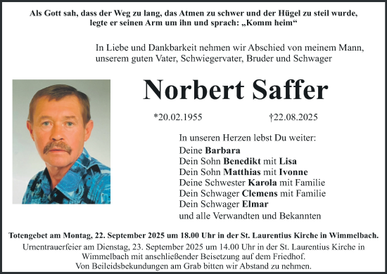Anzeige von Norbert Saffer von MGO
