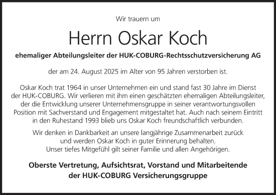 Anzeige von Oskar Koch von MGO