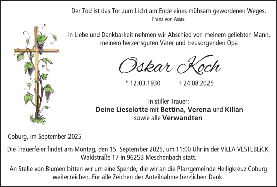 Anzeige von Oskar Koch von MGO