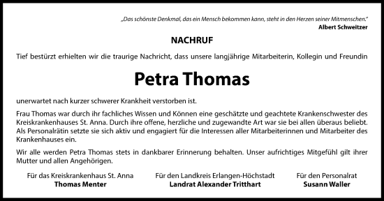 Anzeige von Petra Thomas von MGO Anzeige von Petra Thomas von MGO