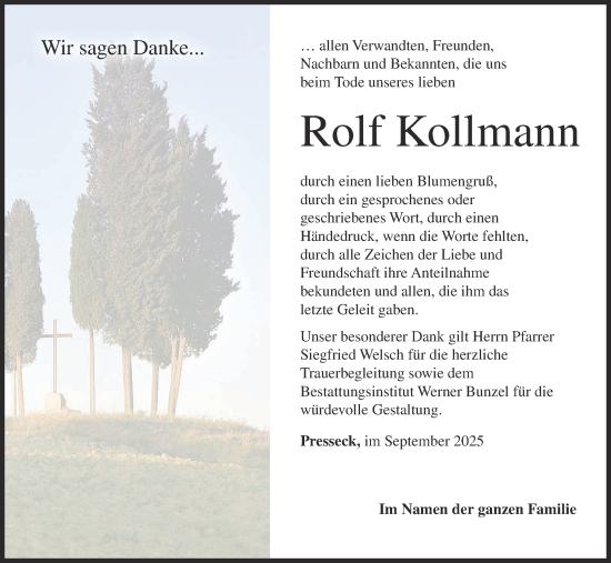 Anzeige von Rolf Kollmann von MGO