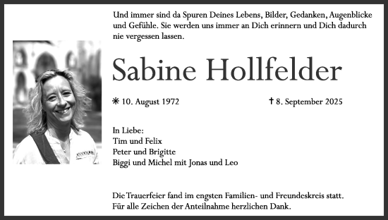 Anzeige von Sabine Hollfelder von MGO