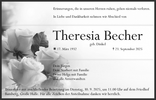 Anzeige von Theresia Becher von MGO