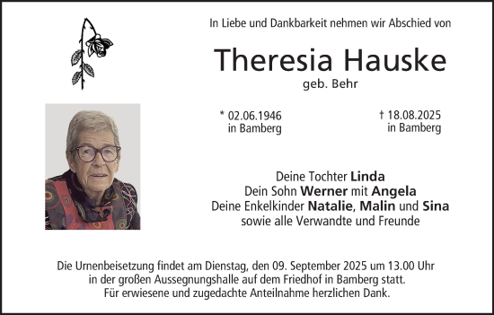 Anzeige von Theresia Hauske von MGO
