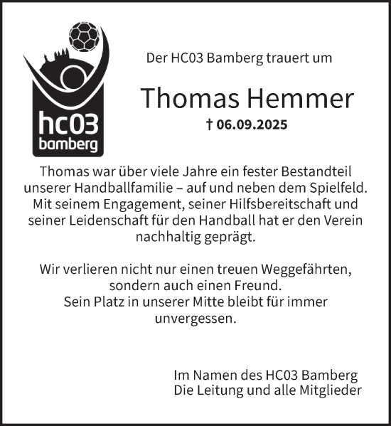 Anzeige von Thomas Hemmer von MGO