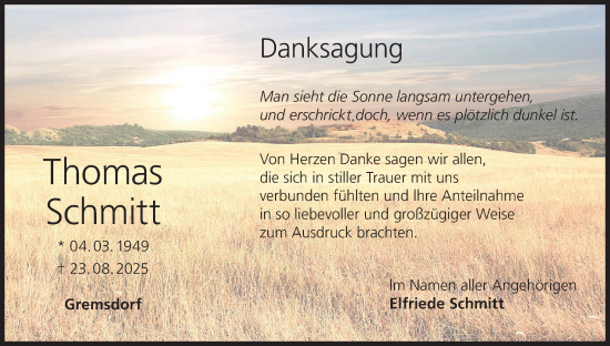 Anzeige von Thomas Schmitt von MGO