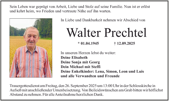 Anzeige von Walter Prechtel von MGO