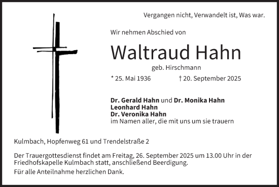 Anzeige von Waltraud Hahn von MGO