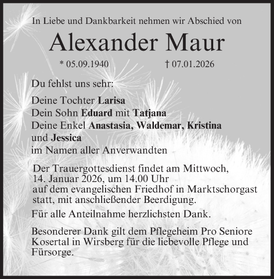 Anzeige von Alexander Maur von MGO