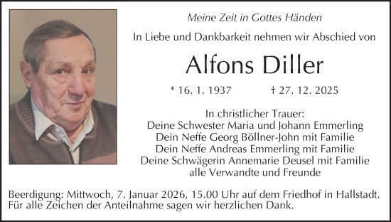 Anzeige von Alfons Diller von MGO