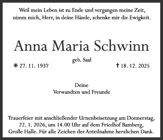 Anzeige von Anna Maria Schwinn von MGO