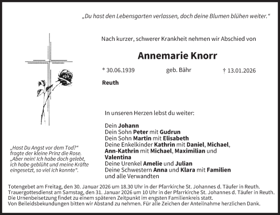 Anzeige von Annemarie Knorr von MGO