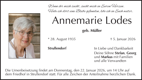 Anzeige von Annemarie Lodes von MGO