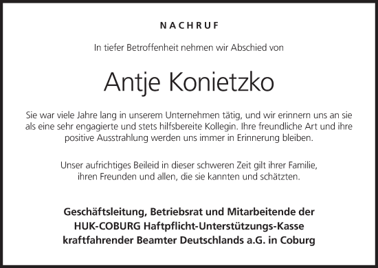 Anzeige von Antje Konietzko von MGO