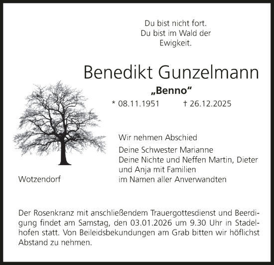 Anzeige von Benedikt Gunzelmann von MGO