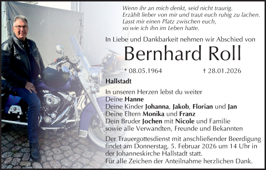 Anzeige von Bernhard Roll von MGO