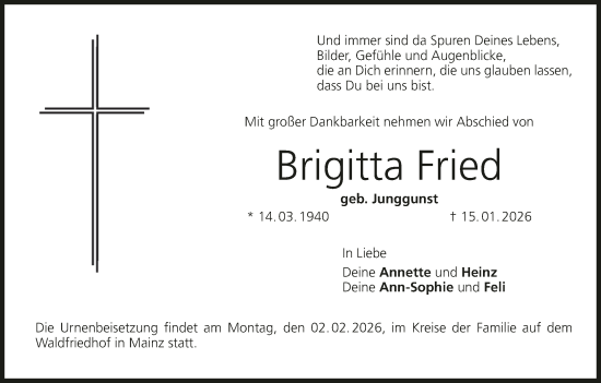 Anzeige von Brigitta Fried von MGO